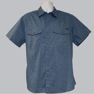 Eddie Bauer Guide Pro Short Sleeve Fishing Shirt Blue Patterned Men’s Size XL